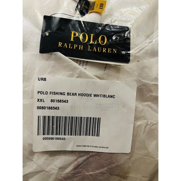 $228 - POLO RALPH LAUREN POLO BEAR Fisherman Fleece Hoodie White Size XXL - Picture 7 of 9